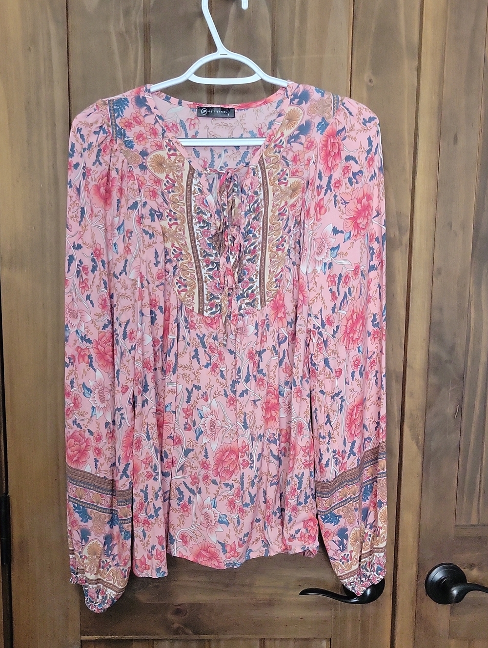 Floral Tie-Neck Blouse - Pink